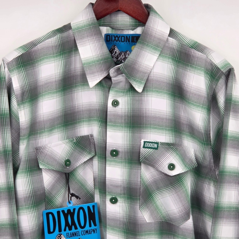 Dixxon Slopes Green Flannel Button Long Sleeve Limited Shirt Mens Large NWT - Picture 3 of 14